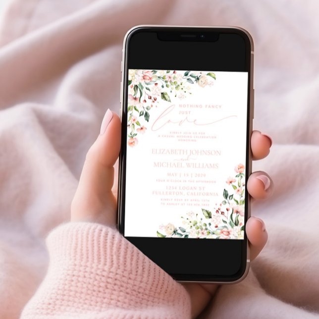 Invitación Nada Fancy Love Just Love Rubor Pink Photo Boda (Subido por el creador)