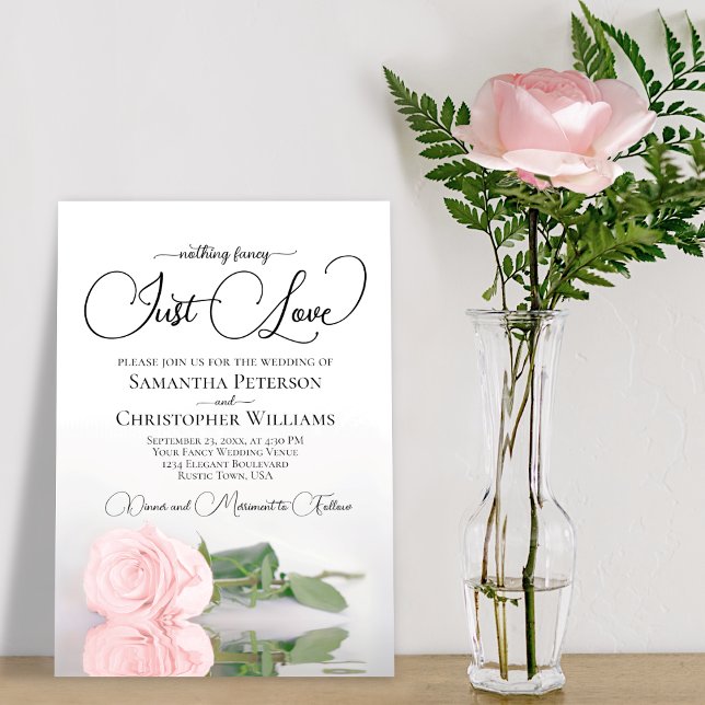 Invitación Nada Fancy Love Just Love Rubor Pink Rose Boda (Subido por el creador)