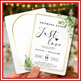 Invitación Nada Fancy Love Just Love Sage Green Gold Geométri