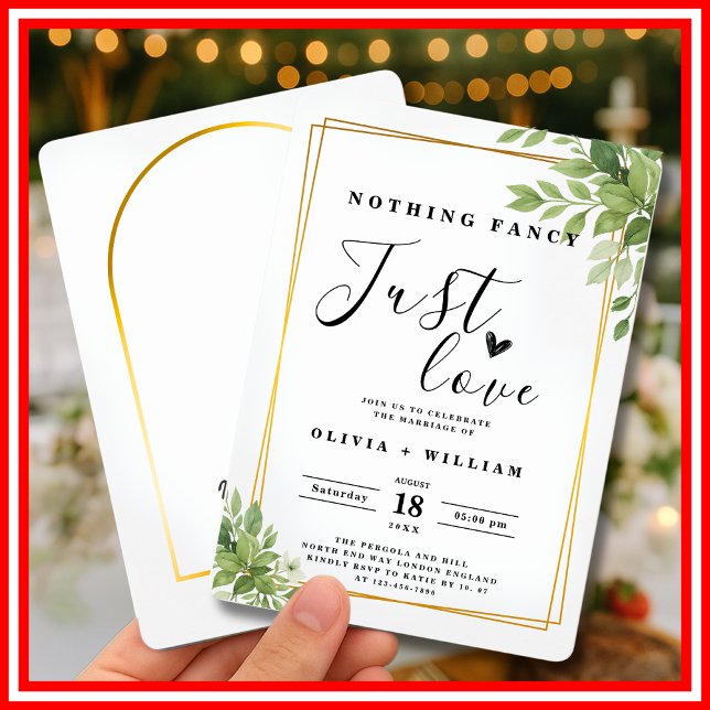 Invitación Nada Fancy Love Just Love Sage Green Gold Geométri (Subido por el creador)