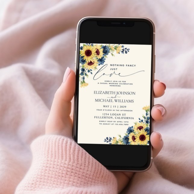 Invitación Nada Fancy Love Just Love Sunflower Blue Boda (Subido por el creador)