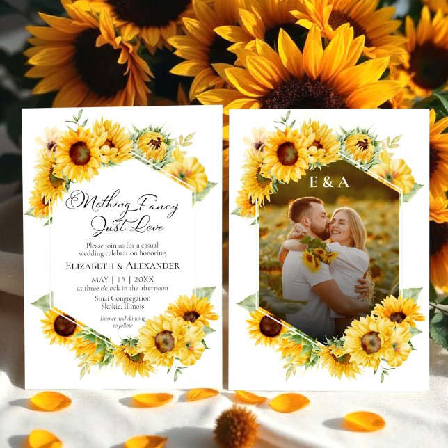 Invitación Nada Fancy Love Just Love Sunflower Photo Boda (Subido por el creador)