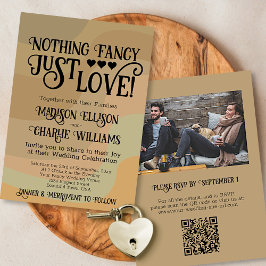 Invitación Nada Fancy Love Just Love Tan QR Code Photo Boda