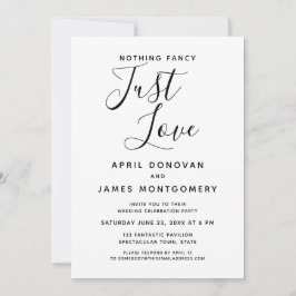 Invitación Nada Fancy Love Just Love Typography Boda