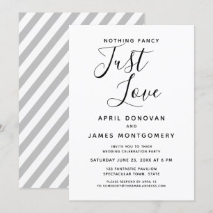 Invitación Nada Fancy Love Just Love Typography Boda