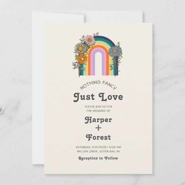 Invitación Nada Fancy Sólo Ama Al Boda Retro (Anverso)