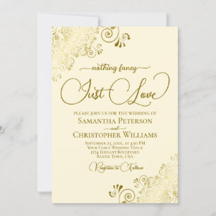 Invitación Nada Fancy Solo Ama Lacy Gold Y Cream Boda