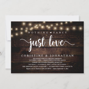 Invitación Nada Fancy Sólo Ama, Recepción De Bodas Rústicas