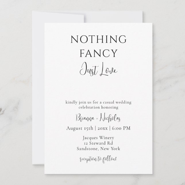 Invitación Nada Fancy, Solo Amo Al Boda Casual (Anverso)