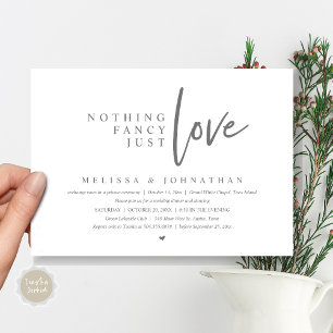 Invitación Nada Fancy, Sólo Amo Boda Elopement Dinner