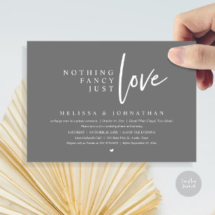 Invitación Nada Fancy, Sólo Amo Boda Elopement Dinner