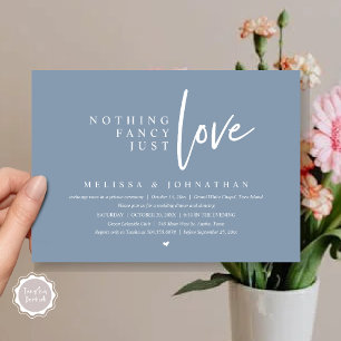 Invitación Nada Fancy, Sólo Amo Boda Elopement Dinner