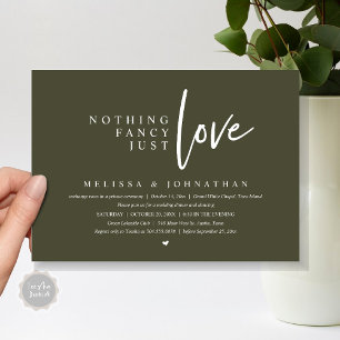Invitación Nada Fancy, Sólo Amo Boda Elopement Dinner