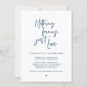Invitación Nada Fancy, Solo Amor, Azul De La Marina, Elopemen