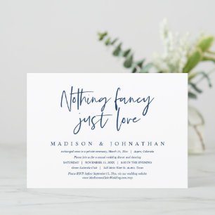 Invitación Nada Fancy, Sólo Amor, Boda Elopement Invita