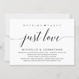 Invitación Nada Fancy, Sólo Amor, Boda Elopement Invita