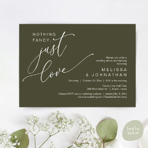 Invitación Nada Fancy, Sólo Amor, Cena Boda Bailando