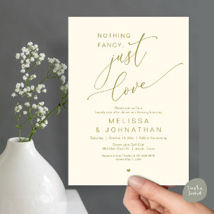 Invitación Nada Fancy, Sólo Amor, Cena Boda Bailando