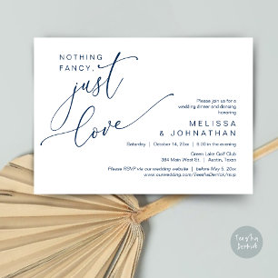 Invitación Nada Fancy, Sólo Amor, Cena Boda Bailando