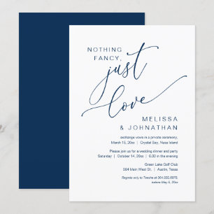 Invitación Nada Fancy, Sólo Amor, Cena Boda Elopement
