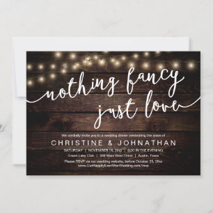 Invitación Nada Fancy, Sólo Amor, Cena Boda Elopement