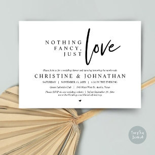 Invitación Nada Fancy, Sólo Amor, Cena Boda Elopement