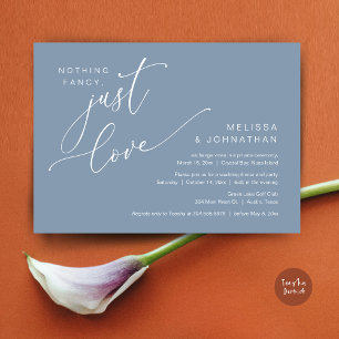 Invitación Nada Fancy, Sólo Amor, Cena Boda Elopement