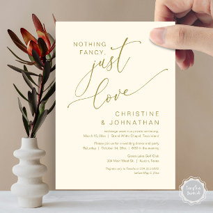 Invitación Nada Fancy, Sólo Amor, Cena Boda Elopement