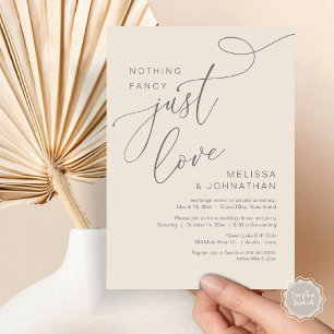 Invitación Nada Fancy, Sólo Amor, Cena Romántica Boda