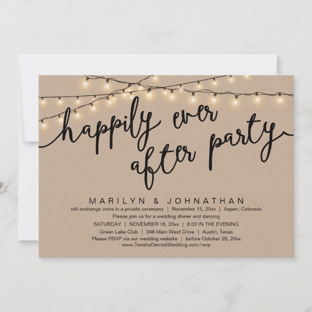 Invitación Nada Fancy, Sólo Amor, Cena Rústica Boda (Anverso)