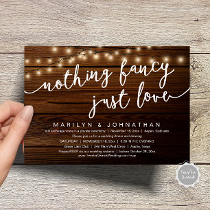 Invitación Nada Fancy, Sólo Amor, Cena Rústica Boda