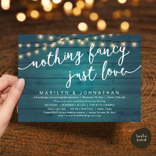 Invitación Nada Fancy, Sólo Amor, Cena Rústica Boda