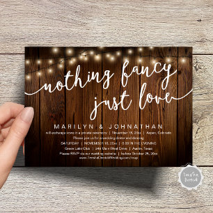 Invitación Nada Fancy, Sólo Amor, Cena Rústica Boda