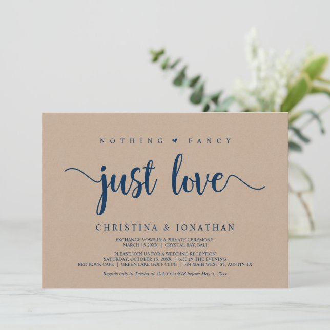 Invitación Nada Fancy, Solo Amor, El Círculo Marrón En (Anverso de pie)