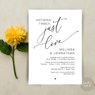 Invitación Nada Fancy, Sólo Amor, Elopement Boda