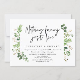Invitación Nada Fancy, Sólo Amor, Elopement Boda