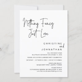 Invitación Nada Fancy, Sólo Amor, Fiesta Boda Elopement