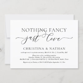 Invitación Nada Fancy, Sólo Amor, Fiesta Boda Elopement