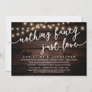 Invitación Nada Fancy, Sólo Amor, Fiesta Boda Elopement