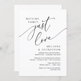 Invitación Nada Fancy, Sólo Amor, Fiesta Boda Elopement