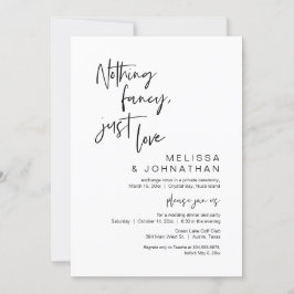 Invitación Nada Fancy, Sólo Amor, Fiesta Boda Elopement