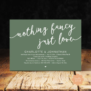 Invitación Nada Fancy, Sólo Amor, Fiesta Boda Elopement