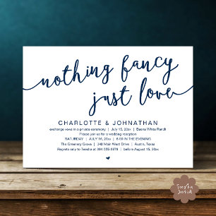 Invitación Nada Fancy, Sólo Amor, Fiesta Boda Elopement