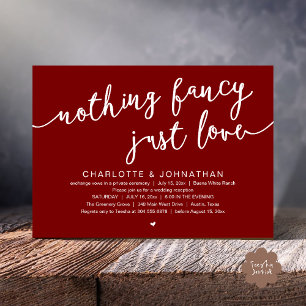 Invitación Nada Fancy, Sólo Amor, Fiesta Boda Elopement