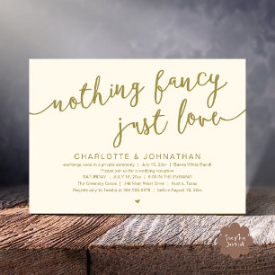 Invitación Nada Fancy, Sólo Amor, Fiesta Boda Elopement