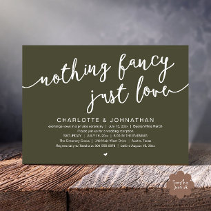 Invitación Nada Fancy, Sólo Amor, Fiesta Boda Elopement