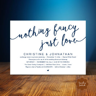 Invitación Nada Fancy, Sólo Amor, Fiesta Boda Elopement