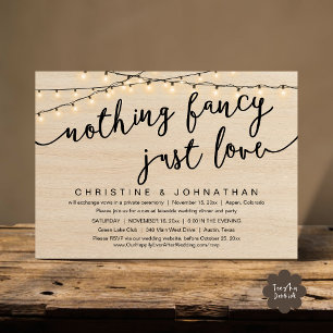 Invitación Nada Fancy, Sólo Amor, Fiesta Boda Elopement