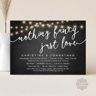 Invitación Nada Fancy, Sólo Amor, Fiesta Boda Elopement