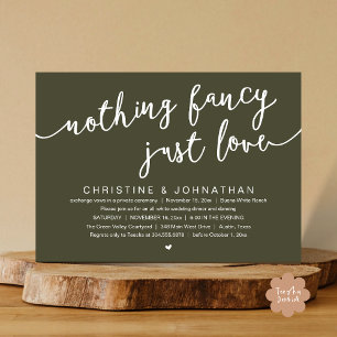 Invitación Nada Fancy, Sólo Amor, Fiesta Boda Elopement